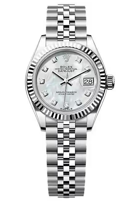 Rolex Lady-Datejust 28mm Mother of Pearl Diamond Dial Fluted Bezel Jubilee