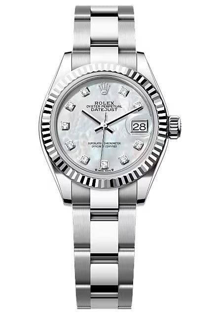 Rolex Lady-Datejust 28mm Mother of Pearl Diamond Dial Fluted Bezel Oyster