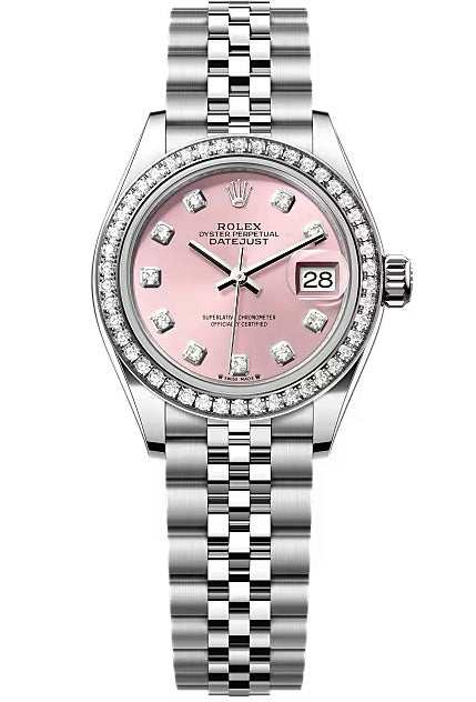 Rolex Lady-Datejust 28mm Pink Diamond Dial Diamond Bezel Jubilee Bracelet