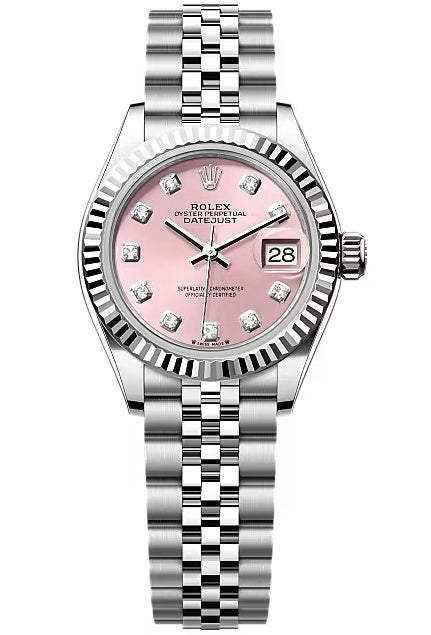 Rolex Lady-Datejust 28mm Pink Diamond Dial Fluted Bezel Jubilee Bracelet 279174