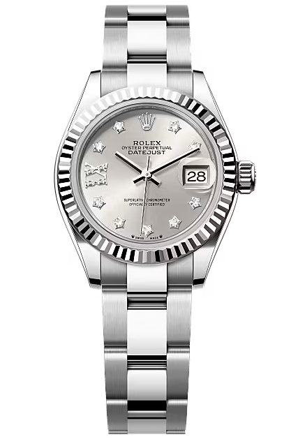Rolex Lady-Datejust 28mm Silver Star Diamond Dial Fluted Bezel Oyster Bracelet