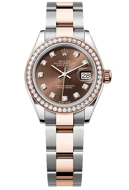 Rolex Lady-Datejust 28mm Two-Tone Everose Gold Chocolate Diamond Dial Diamond