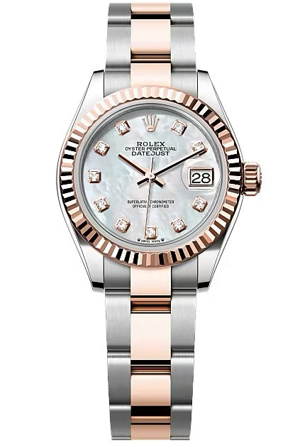Rolex Lady-Datejust 28mm Two-Tone Everose Gold Mother of Pearl Diamond Dial