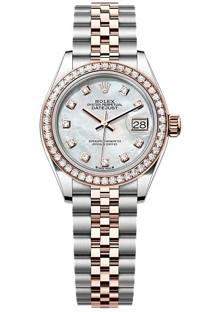 Rolex Lady-Datejust 28mm Two-Tone Everose Gold Mother of Pearl Diamond Dial