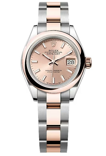 Rolex Lady-Datejust 28mm Two-Tone Everose Gold Rose Index Dial Domed Bezel