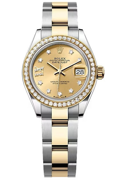 Rolex Lady-Datejust 28mm Two-Tone Yellow Gold Champagne Star Diamond Dial