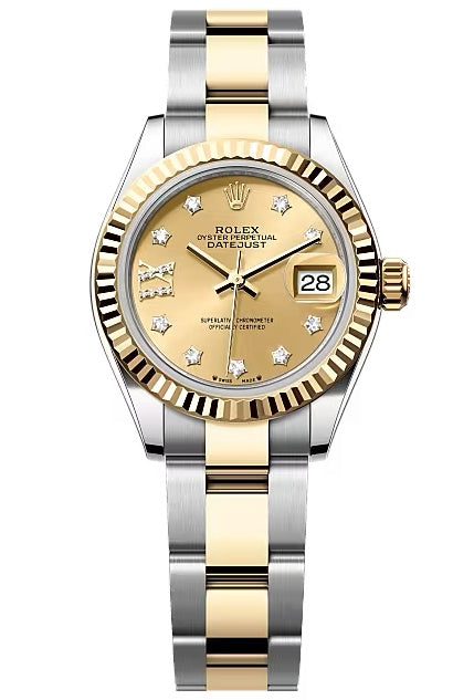 Rolex Lady-Datejust 28mm Two-Tone Yellow Gold Champagne Star Diamond Dial