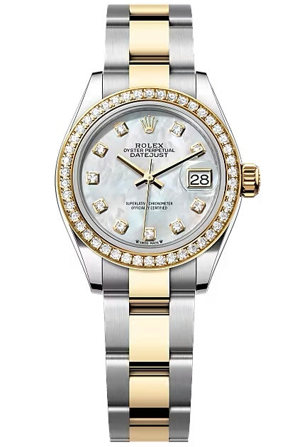 Rolex Lady-Datejust 28mm Two-Tone Yellow Gold Mother of Pearl Diamond Dial