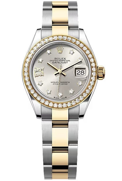 Rolex Lady-Datejust 28mm Two-Tone Yellow Gold Silver Star Diamond Dial Diamond