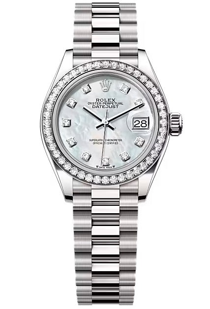Rolex Lady-Datejust 28mm White Gold Mother of Pearl Diamond Dial Diamond-Set