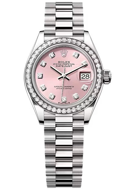 Rolex Lady-Datejust 28mm White Gold Pink Diamond Dial Diamond-Set Bezel
