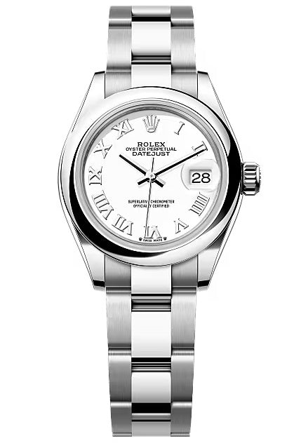 Rolex Lady-Datejust 28mm White Roman Dial Domed Bezel Oyster Bracelet – 279160