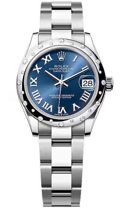 Rolex Lady-Datejust 31mm Blue Dial Diamond-Set Smooth Domed