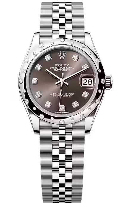 Rolex Lady-Datejust 31mm Dark Grey Diamond Dial Diamond-Set Smooth Domed