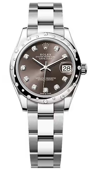 Rolex Lady-Datejust 31mm Dark Grey Diamond Dial Diamond-Set Smooth Domed