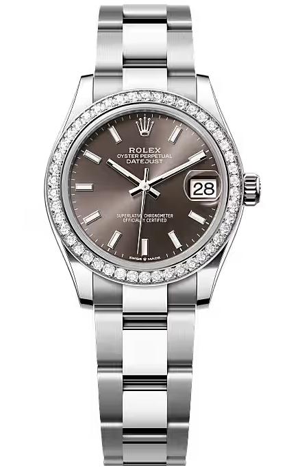 Rolex Lady-Datejust 31mm Dark Grey Index Dial Diamond Bezel