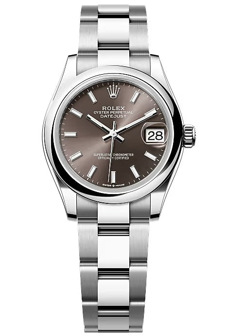 Rolex Lady-Datejust 31mm Dark Grey Index Dial Smooth Bezel Oyster Bracelet