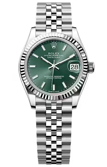 Rolex Lady-Datejust 31mm Green Index Dial Fluted Bezel Jubilee Bracelet 278274