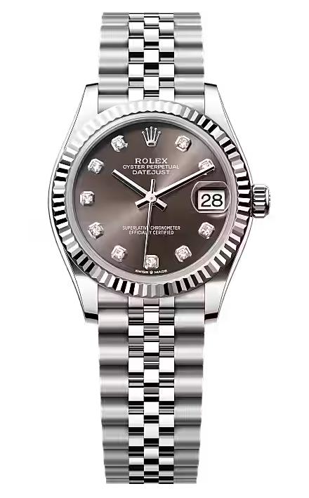 Rolex Lady-Datejust 31mm Grey Diamond Dial Fluted Bezel Jubilee Bracelet 278274
