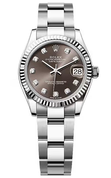 Rolex Lady-Datejust 31mm Grey Diamond Dial Fluted Bezel Oyster Bracelet 278274
