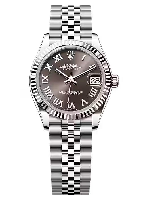 Rolex Lady-Datejust 31mm Grey Roman Dial Fluted Bezel Jubilee Bracelet 278274