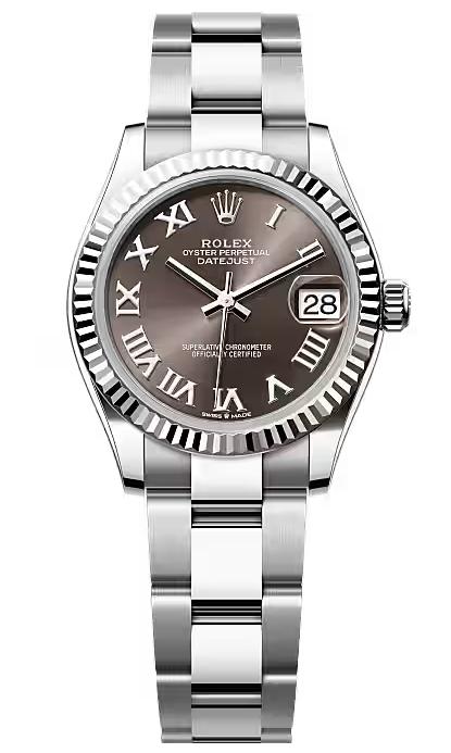 Rolex Lady-Datejust 31mm Grey Roman Dial Fluted Bezel Oyster Bracelet 278274