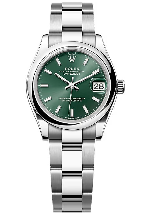 Rolex Lady-Datejust 31mm Mint Green Index Dial Smooth Domed Bezel Oyster