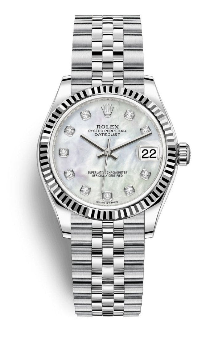 Rolex Lady-Datejust 31mm Mother of Pearl Diamond Dial Fluted Bezel Jubilee