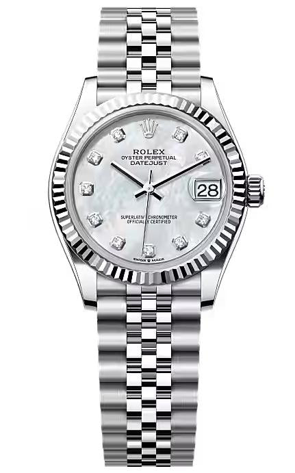 Rolex Lady-Datejust 31mm Mother of Pearl Diamond Dial Fluted Bezel Jubilee