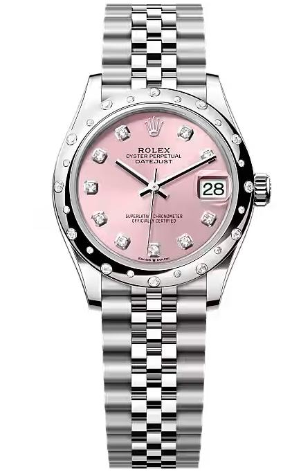 Rolex Lady-Datejust 31mm Pink Diamond Dial Diamond-Set Smooth Domed