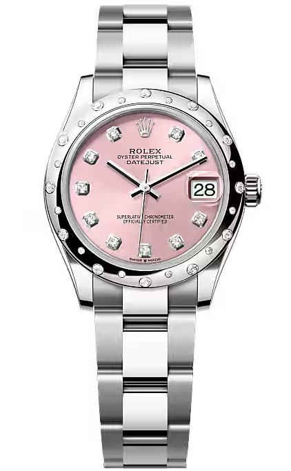 Rolex Lady-Datejust 31mm Pink Diamond Dial Diamond-Set Smooth Domed