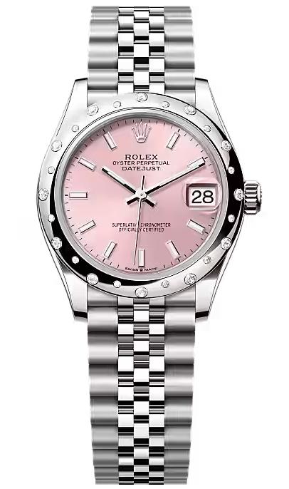 Rolex Lady-Datejust 31mm Pink Index Dial Diamond-Set Smooth Domed