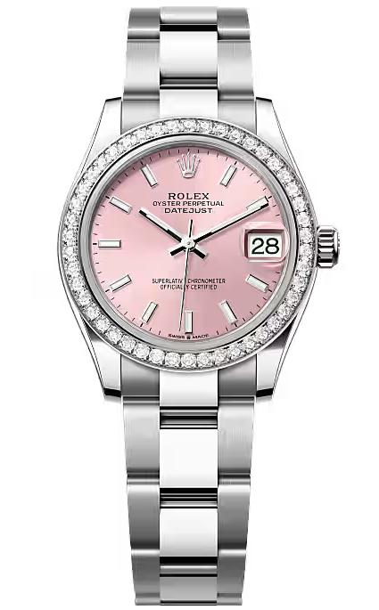 Rolex Lady-Datejust 31mm Pink Index Dial Diamond Bezel