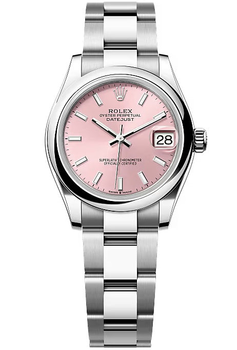 Rolex Lady-Datejust 31mm Pink Index Dial Smooth Domed Bezel Oyster Bracelet