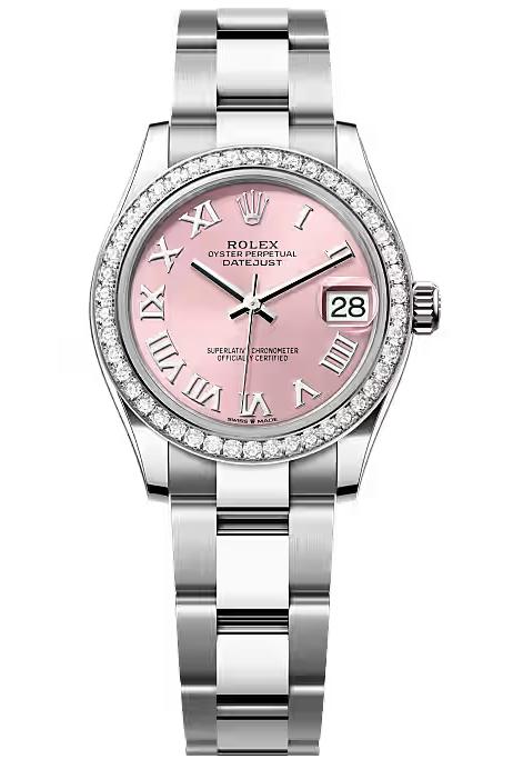 Rolex Lady-Datejust 31mm Pink Roman Dial Diamond Bezel