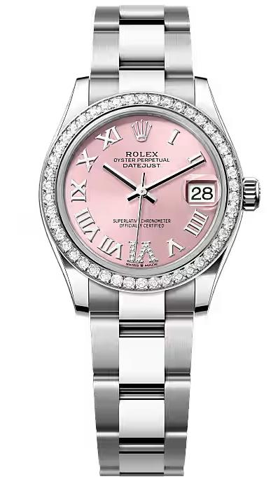 Rolex Lady-Datejust 31mm Pink Roman Diamond Dial Diamond Bezel