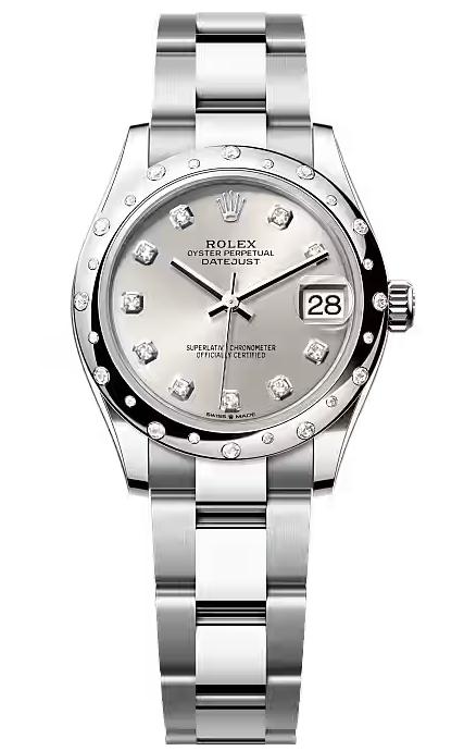 Rolex Lady-Datejust 31mm Silver Diamond Dial Diamond-Set Smooth Domed