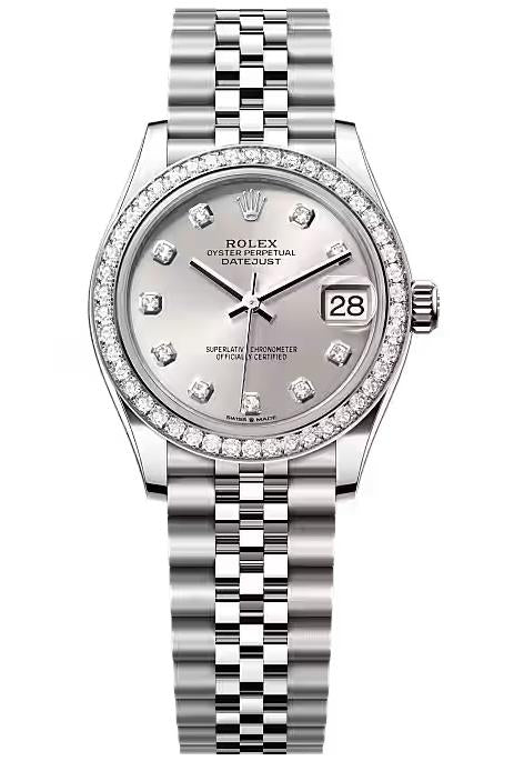 Rolex Lady-Datejust 31mm Silver Diamond Dial Diamond Bezel