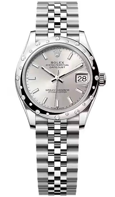 Rolex Lady-Datejust 31mm Silver Index Dial Diamond-Set Smooth Domed