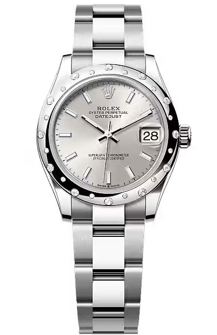 Rolex Lady-Datejust 31mm Silver Index Dial Diamond-Set Smooth Domed