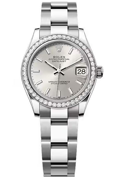 Rolex Lady-Datejust 31mm Silver Index Dial Diamond Bezel