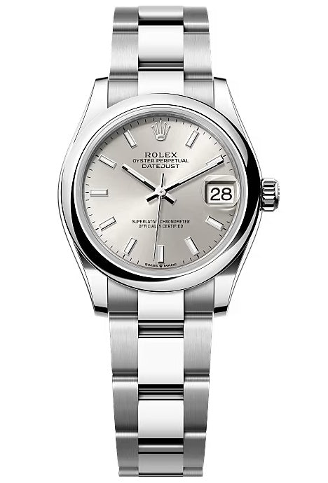 Rolex Lady-Datejust 31mm Silver Index Dial Smooth Domed Bezel Oyster Bracelet