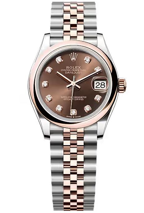 Rolex Lady-Datejust 31mm Two-Tone Everose Gold Chocolate Diamond Dial Domed
