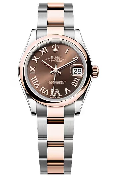 Rolex Lady-Datejust 31mm Two-Tone Everose Gold Chocolate Roman Dial Domed