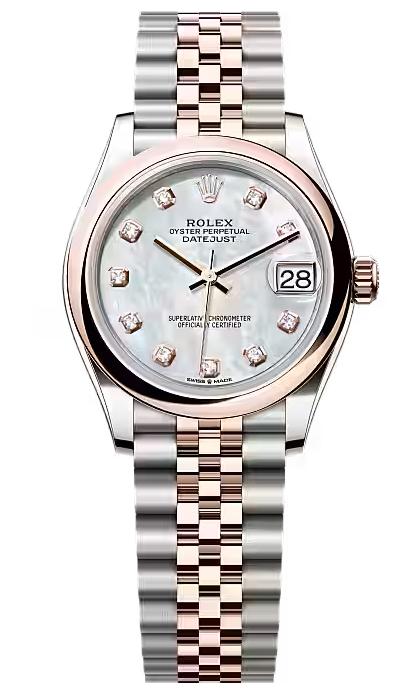 Rolex Lady-Datejust 31mm Two-Tone Everose Gold MOP Diamond Dial Domed