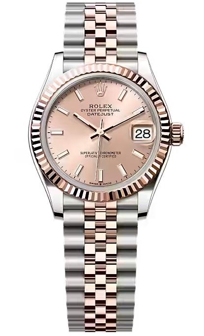 Rolex Lady-Datejust 31mm Two-Tone Everose Gold Rose Index Dial Fluted