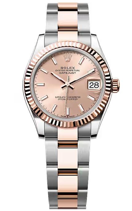 Rolex Lady-Datejust 31mm Two-Tone Everose Gold Rose Index Dial Fluted