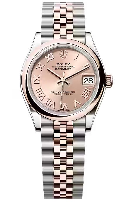 Rolex Lady-Datejust 31mm Two-Tone Everose Gold Rose Roman Dial Domed