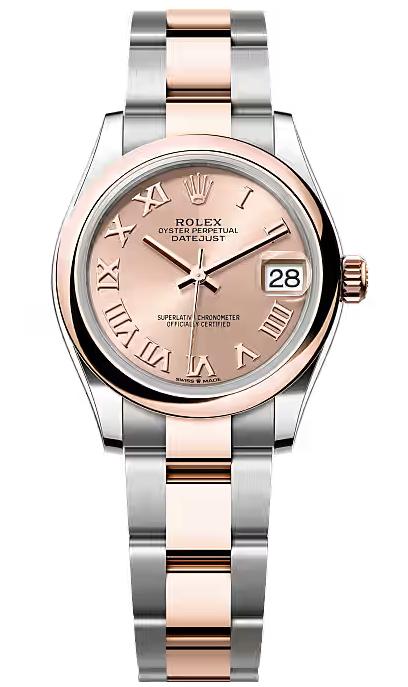 Rolex Lady-Datejust 31mm Two-Tone Everose Gold Rose Roman Dial Domed