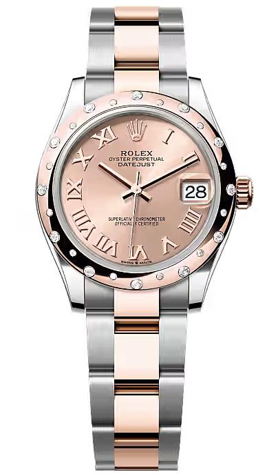 Rolex Lady-Datejust 31mm Two-Tone Everose Gold Rose Roman Dial Domed